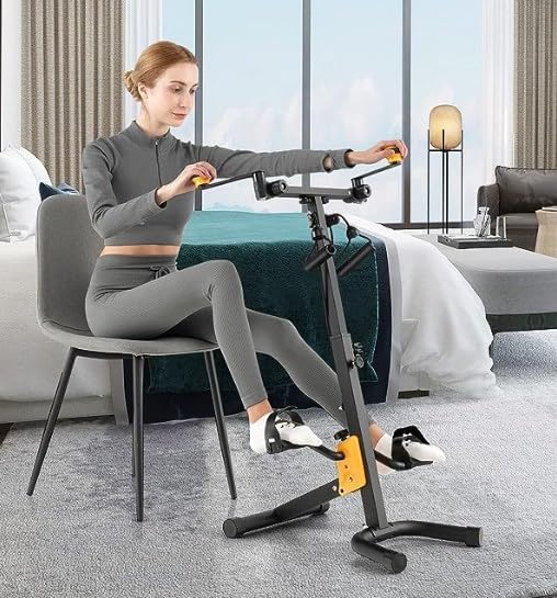 Bike Pedal Exerciser, Foldable Pedal Exerciser for Seniors, Arm Exerciser,Home Pedal Exercise Bike for Legs and Arms Workout, Healthy & Fitness Equipment,Adjustable Design