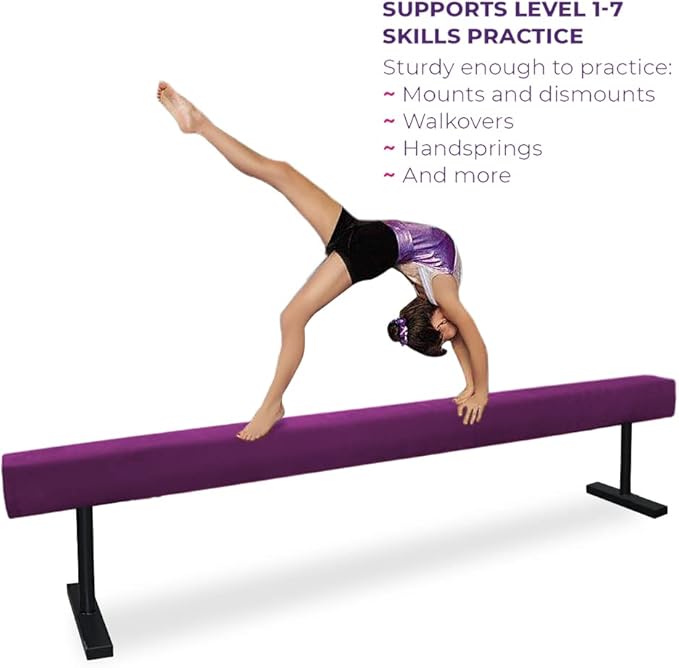 8FT Adjustable&Foldable Gymnastics Balance Beam,Home Gym Equipment,Easy Assembling and Storage,No Tool Require,for Kids Children Girls Training