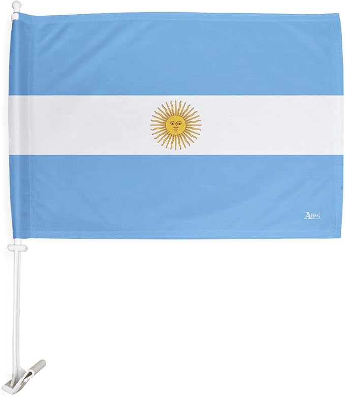Copa America 2024 World Cup 2026 Argentine Car Flag Bandera Para Carros De Argentina Auto Decorations Window Clip Pole Accessories FIFA Sports Fans Outdoor Football Soccer Argentinian Gift Made In USA