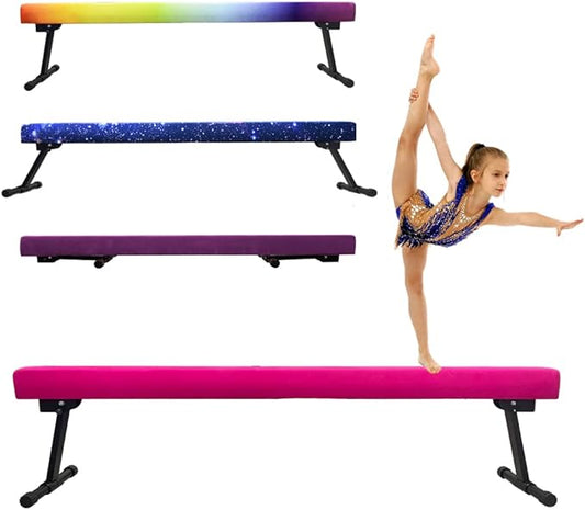 YANGG 6FT/8FT Gymnastic Balance Beam,Adjustable High and Low Level Floor Beam - Highly Stable - Gym Practice Training Equipment for Kids Children Girls Home