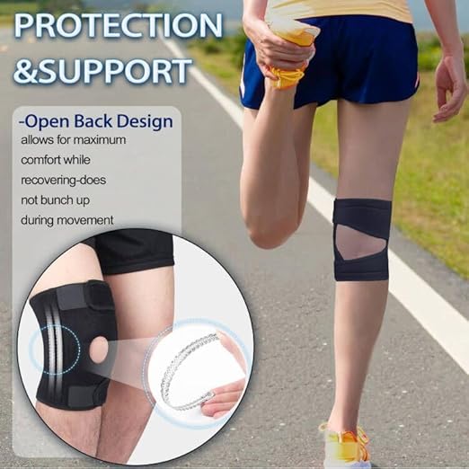 Knee Brace for Men Women with Side Stabilizers & Patella Gel Pad,Non Slip Adjustable Knee Compression Support for Pain Relief,Meniscus Tear,ACL,Arthritis,Injury Recovery,Running