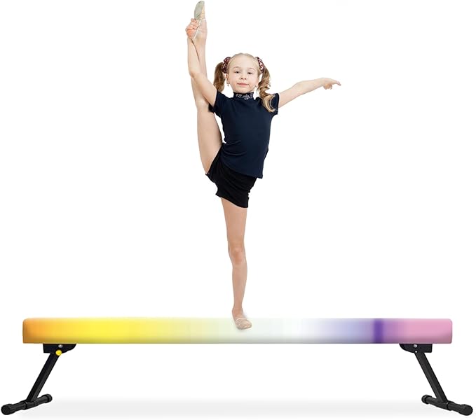 EL&IT·Wings 6ft/8ft Gymnastic Balance Beam, Adjustable High and Low Level Floor Beam - Highly Stable - Gym Practice Training Equipment for Kids Children Girls Home