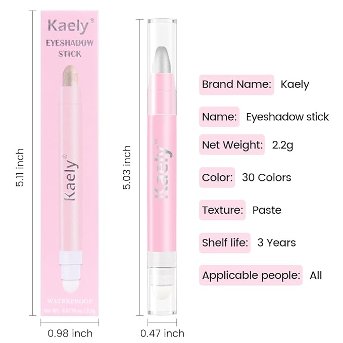 evpct 2Pcs Cream Eye Shadow Brightener Sticks Set for Eyes Waterproof, Dazzling Grey & Silver Shimmer Cream Eyeshadow Applicator Stick Long Lasting Pigmented Eye Makeup sombras en crema para ojos 2+16
