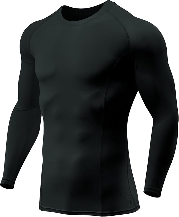 ATHLIO Men's UPF 50+ Long Sleeve Compression Shirts, Water Sports Rash Guard Base Layer, Athletic Workout Shirt