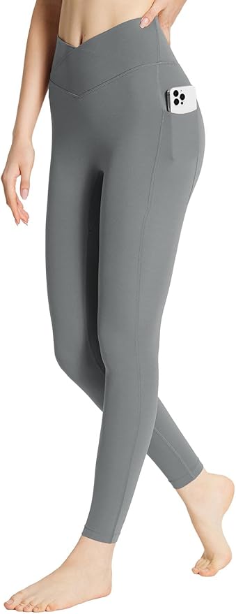 BALEAF Women's Leggings with Pockets Black Tummy Control Workout High Waisted Athletic 7/8 Ultra Soft Gym Yoga Ankle Pants