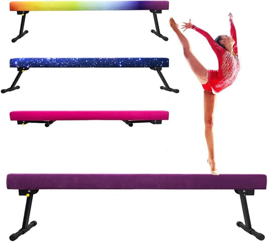 6FT Adjustable&Foldable Gymnastics Balance Beam,Home Gym Equipment,Easy Assembling and Storage,No Tool Require,for Kids Children Girls Training Ages 3-12