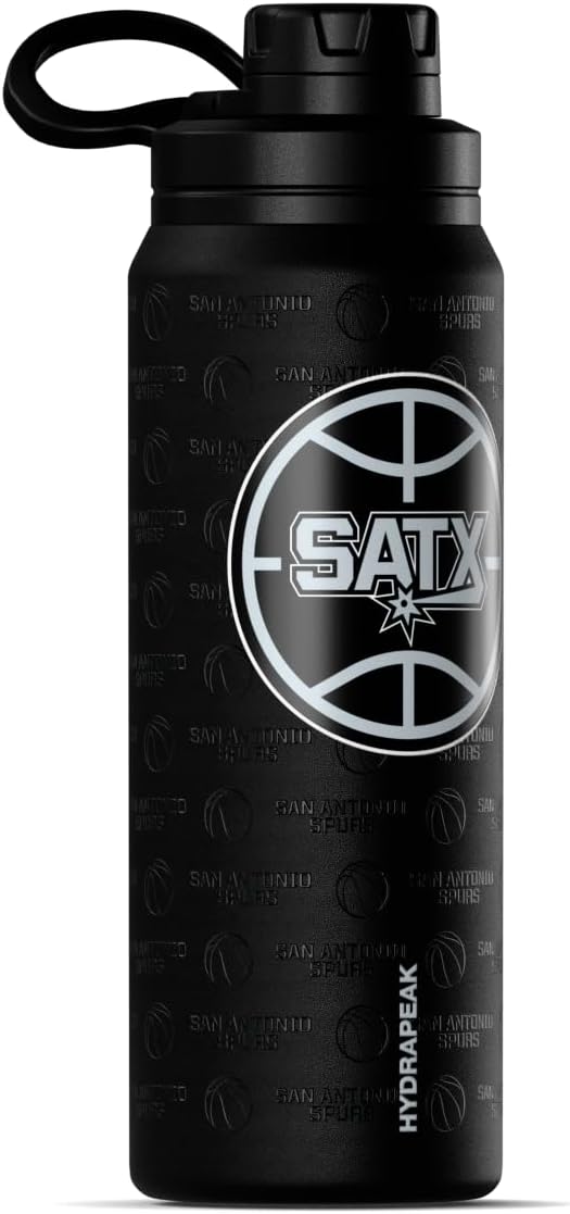Hydrapeak x NBA Officially Licensed San Antonio Spurs 26 oz Active Water Bottle with Chug Lid and Handle Reusable Stainless Steel Double Wall Insulated Sports Gift