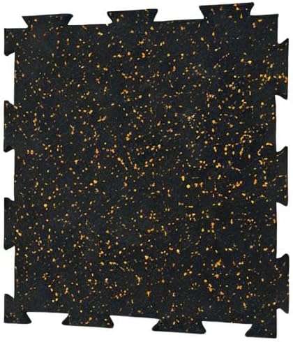 Playsafer Genaflex Lite Rubber 8mm Interlocking Tiles for Gym Flooring - Exercise Equipment, Exercise Areas - 20" X 20" (Tan/Black, 4 Tiles - 10.8 Sq. Ft.)