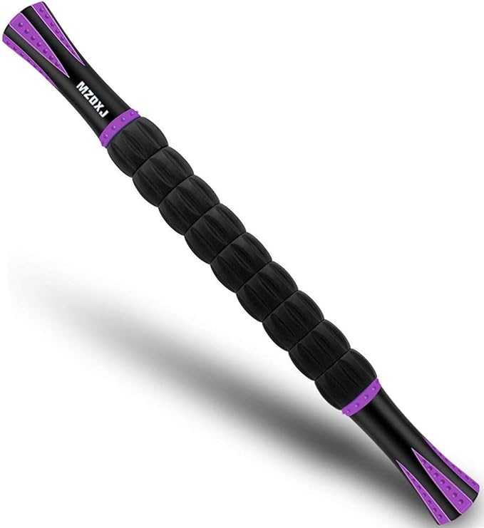 Massage Roller Stick for Athletes, Help Reducing Soreness Cramping Tightness Leg Arms Back Calves Muscle Massager, Purple Black- 18 inch