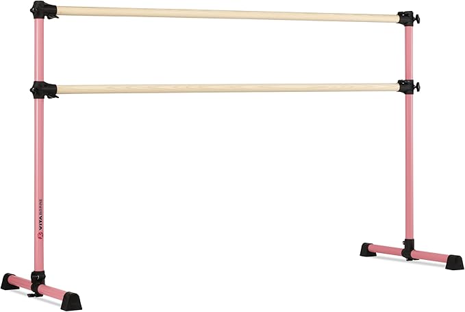 VITA Barre Portable Freestanding Double Ballet Barre, Prodigy, Wood | Adjustable Height, USA Made, Home or Gym Exercise Equipment for Kids & Adults | Dance, Fitness, Pilates