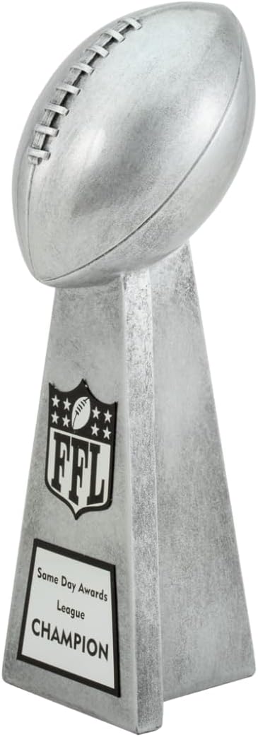 Lil' Vince Silver Fantasy Football Trophy - Custom Engraved Replica Tower Award for Fantasy Football League Champion Draft Parties End of Season Trophy