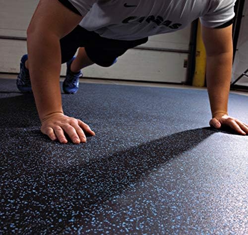 American Floor Mats Sport 8mm Heavy Duty Rubber Flooring - Interlocking Rubber Tile (23" x 23") Solid Black 3'10" x 7'8" Set (29 Square feet)