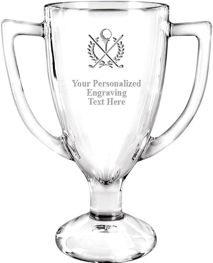 Crown Awards Glass Cup Award with Your Text, 7" Custom Engraved Personalized Glass Trophy
