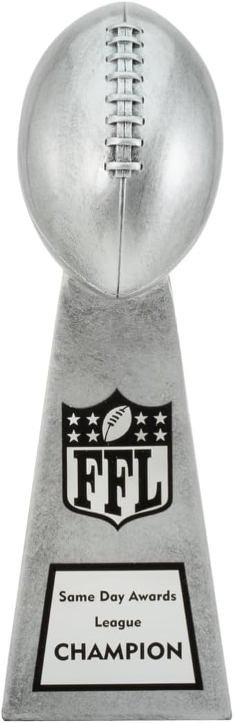 Lil' Vince Silver Fantasy Football Trophy - Custom Engraved Replica Tower Award for Fantasy Football League Champion Draft Parties End of Season Trophy