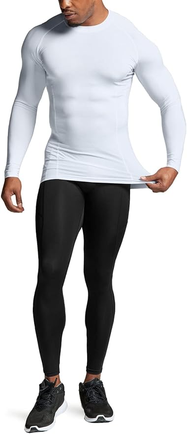 ATHLIO Men's UPF 50+ Long Sleeve Compression Shirts, Water Sports Rash Guard Base Layer, Athletic Workout Shirt