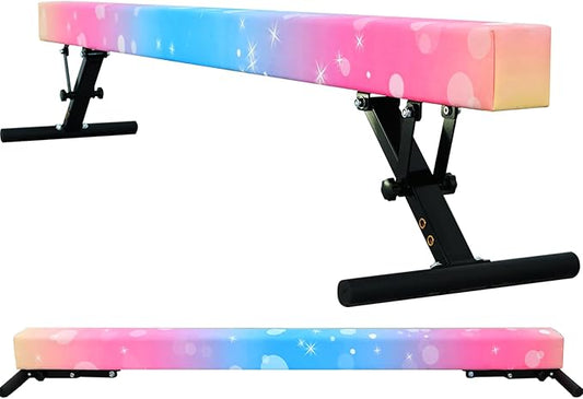 Adjustable Balance Beam for Kids, 8FT Gymnastics Beam with Anti-Slip Legs, High and Low Floor Beam for All Gymnastics Levels, Professional Gymnastic Equipment for Home, Gym Center