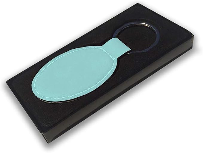 LaserGram Oval Keychain, Quad, Personalized Engraving Included (Teal)