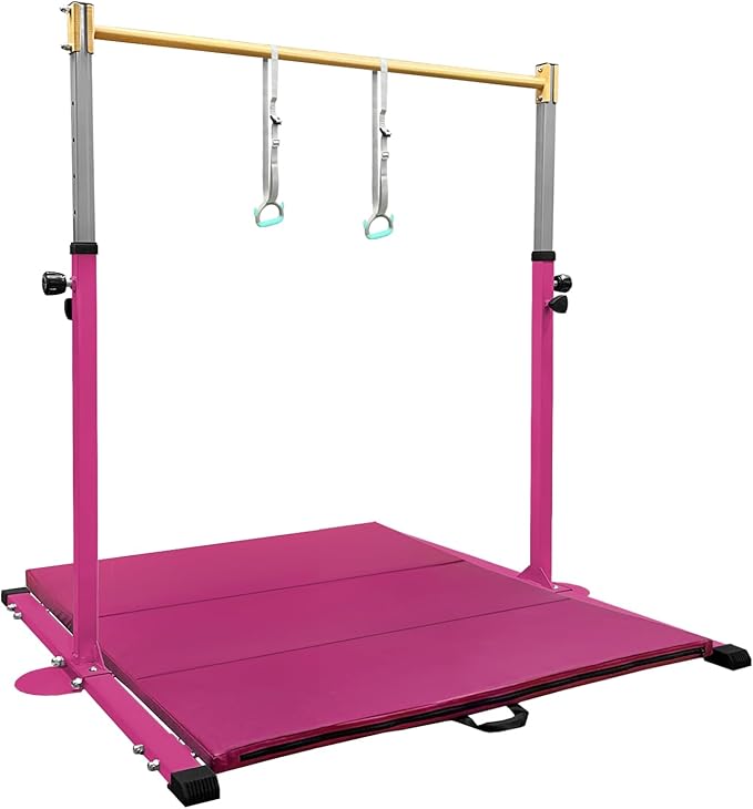 GLANT Gymnastic Kip Bar,Horizontal Bar for Kids Girls Junior,3' to 5' Adjustable Height,Home Gym Equipment,Ideal for Indoor and Home Training,1-4 Levels,300lbs Weight Capacity