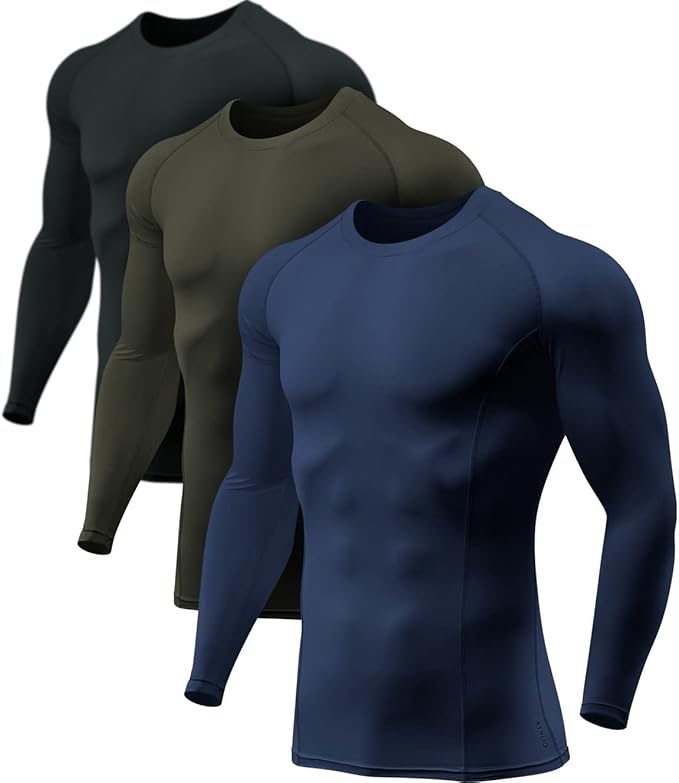 ATHLIO Men's UPF 50+ Long Sleeve Compression Shirts, Water Sports Rash Guard Base Layer, Athletic Workout Shirt