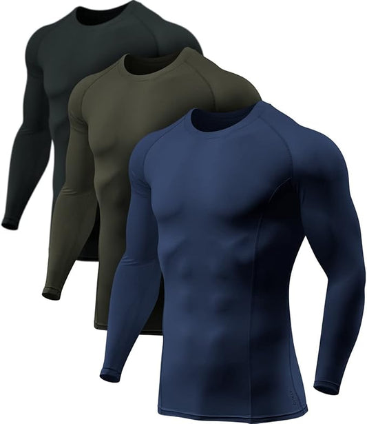 ATHLIO Men's UPF 50+ Long Sleeve Compression Shirts, Water Sports Rash Guard Base Layer, Athletic Workout Shirt