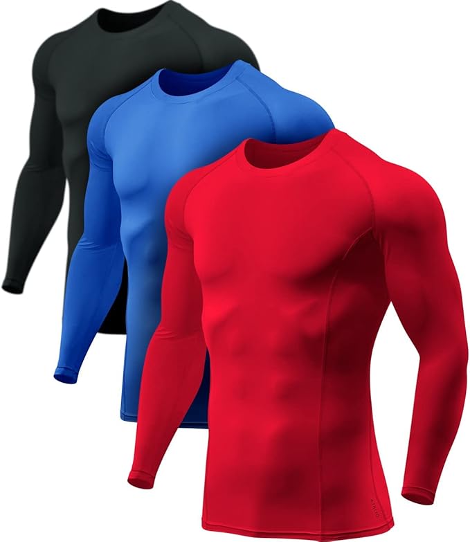 ATHLIO Men's UPF 50+ Long Sleeve Compression Shirts, Water Sports Rash Guard Base Layer, Athletic Workout Shirt