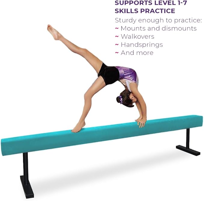 8FT Adjustable&Foldable Gymnastics Balance Beam,Home Gym Equipment,Easy Assembling and Storage,No Tool Require,for Kids Children Girls Training