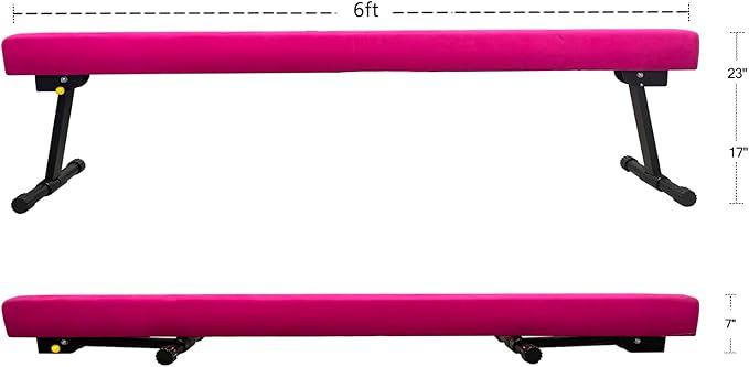 6FT Adjustable&Foldable Gymnastics Balance Beam,Home Gym Equipment,Easy Assembling and Storage,No Tool Require,for Kids Children Girls Training Ages 3-12