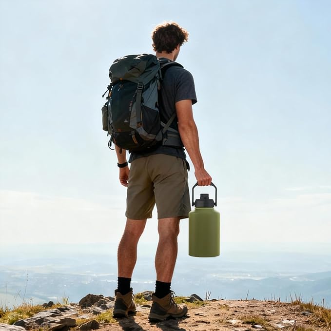 PARACITY 128Oz Gallon Water Bottle, Water Jug With Handle, Large Water Bottle Keeps Hot and Cold, Insulated water bottle for Sports, Office, Trip, Camping