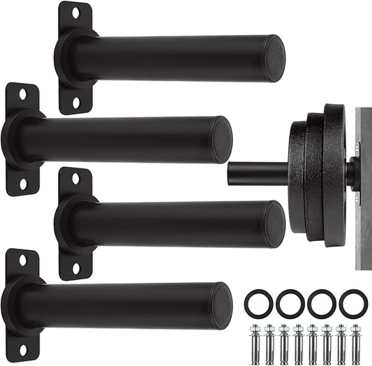 4 Pack Weight Plate Holder, Wall Mounted Weight Rack Storage for 2" Weight Plate, Max Weight Capacity 330 lb with Black Powder Coated for Garage Home Gym Strength Training