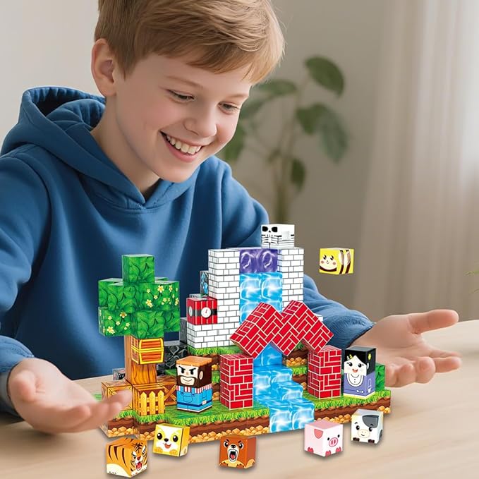 150Pcs Magnetic Blocks Forest Animal Set, Magnetic Toys Games for Kids Ages, STEM Toys for Kids Ages 4-8
