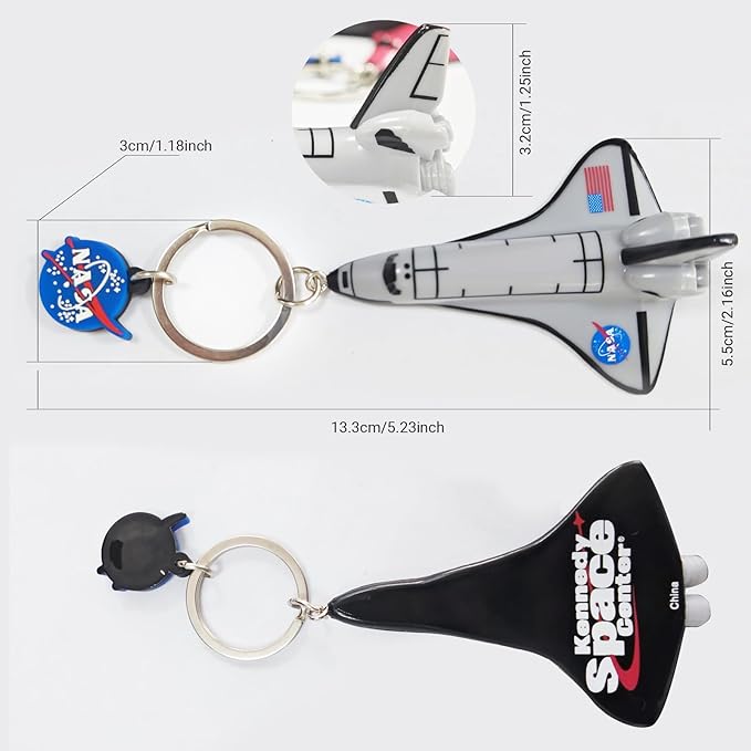 Cute Keychains for Backpacks, NASA Space Shuttle Keychain, Astronaut Airplane Key Chain, Colorful PVC Key Ring