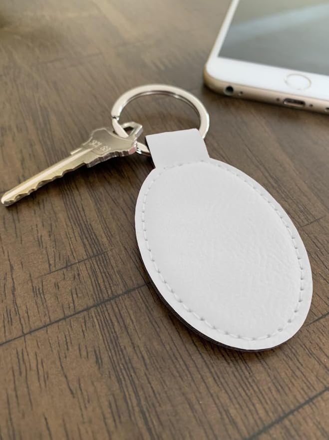 LaserGram Oval Keychain, Baseball Ball, Personalized Engraving Included (White)