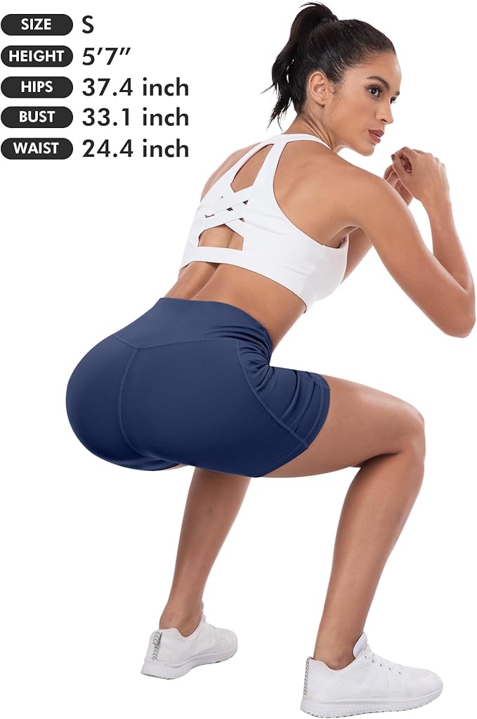 ATHVOTAR Biker Shorts Women with Pockets - 3"/5"/8" High Waisted Workout Spandex Tummy Control Gym Running Yoga Shorts