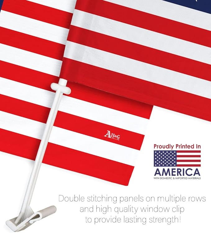 Copa America 2024 American Flag With Pole For Car Bandera Para Carros Hood Auto Independence Day Decorations Small Banner Window Decor Clip Pole Vehicle Accessories Motorcycle Truck Gifts Made In USA