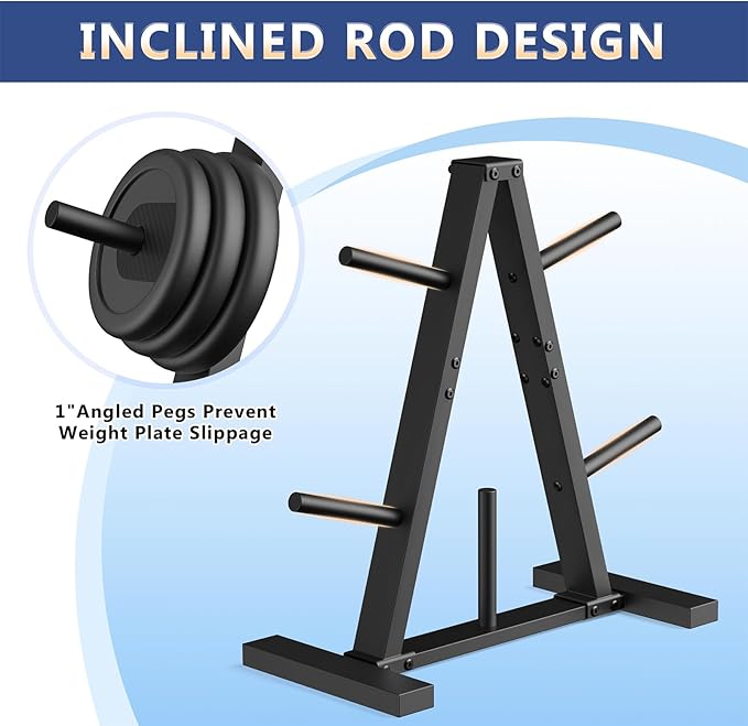Weight Plate Rack, Weight Tree, Weight Plate Holder, 1-Inch Home Gym Storage Stand, Holds 300 lbs
