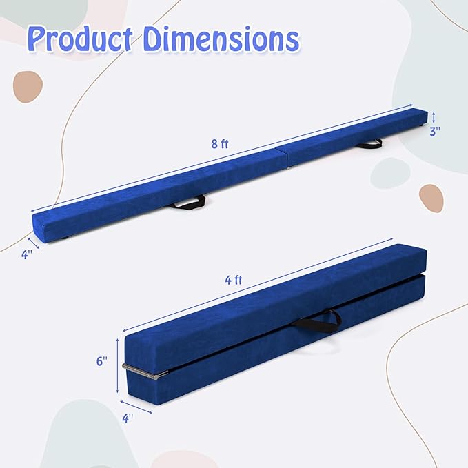 Giantex 7FT/8FT/9FT Balance Beam, Folding Gymnastics Beam w/Carry Handles, Floor Foam Gymnastics Equipment for Kids, Non Slip Rubber Base for Exercise, Practice & Professional Home Training