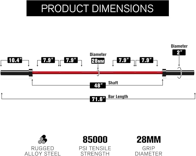 RitFit Barbell Weight Set - 4/6FT Olympic Barbell with Weight Plates (55-275LB Total) - Weightlifting Equipment for Squats, Curls, Deadlifts, Presses, Hip Thrusts