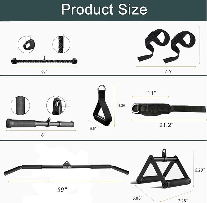Cable Machine for Home Gym, Triceps Press Down Cable Machine attachments, LAT Pull Down attachments, Triceps Pull Down attachments, Fitness Equipment Cable Accessories.