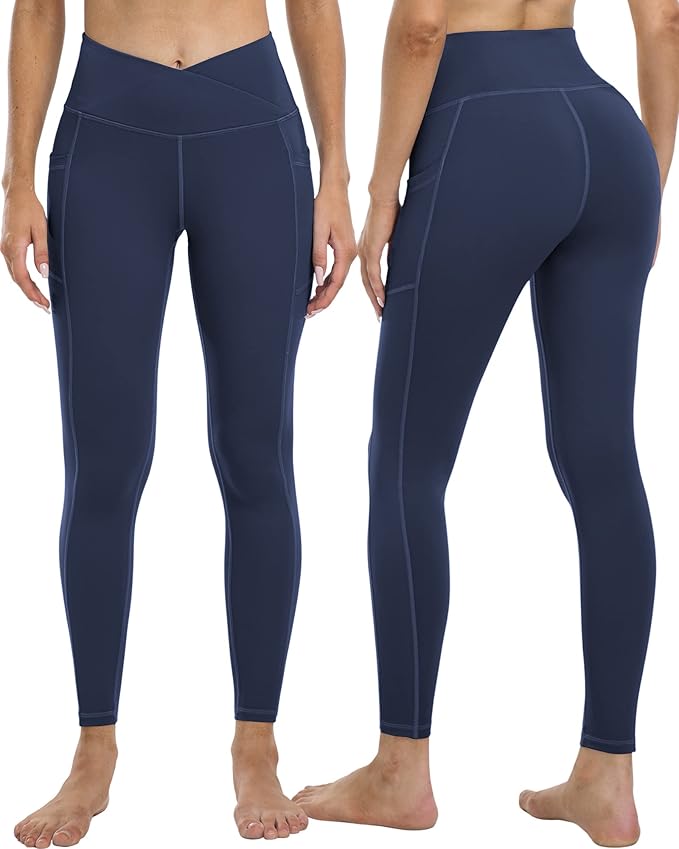 4 Pack Leggings with Pockets for Women,High Waist Tummy Control Workout Yoga Pants