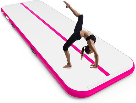 Thickness Inflatable Gymnastics Mat with Electric Pump and Storage Bag, Gymnastic Mats for Home Use Kids Adults, Air Cheer Mat for Training Yoga Cheerleading Gym Outdoor