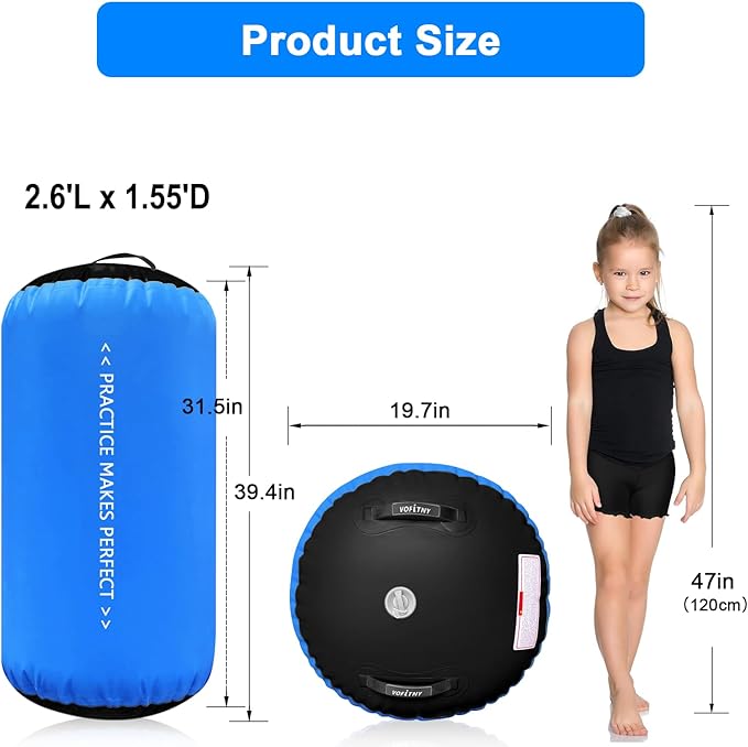 VOFiTNY Gymnastics Tumbling Equipment Air Barrel Inflatable Octagon Tumbler Roller Back-bend Trainer Cheerleading Without Pump