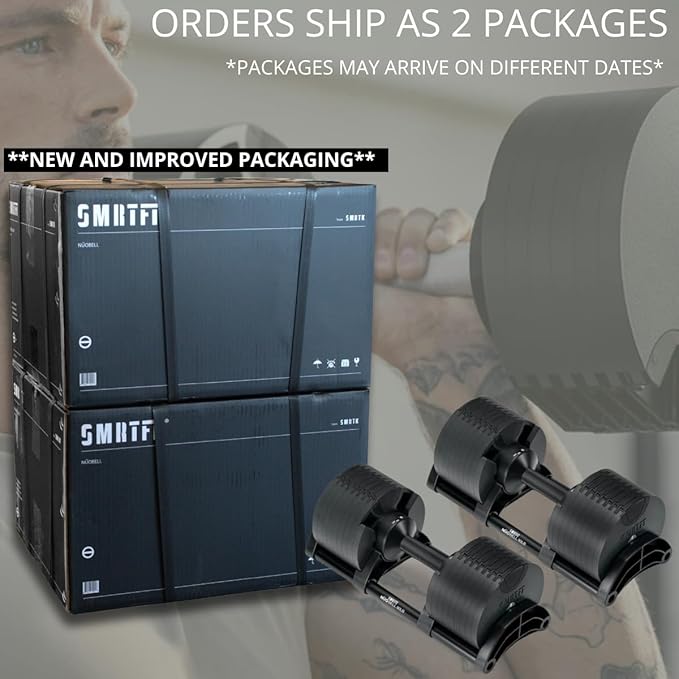 SMRTFT NUOBELL Adjustable Dumbbells 5–80 lb Set | Original NUOBELL | 22 Weights in 1 for Home Gym Strength Training | Steel-Knurled Handle | Space-Saving Dumbbell Set of 2 | 2-Year Warranty