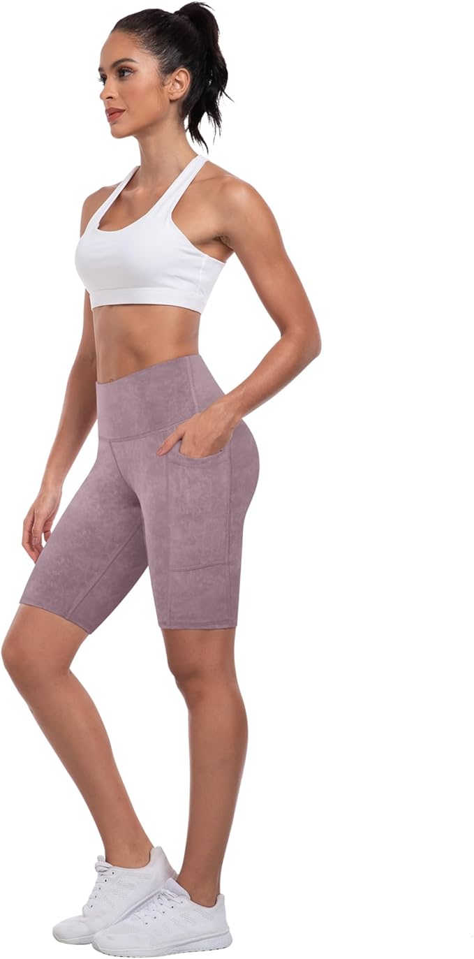 ATHVOTAR Biker Shorts Women with Pockets - 3"/5"/8" High Waisted Workout Spandex Tummy Control Gym Running Yoga Shorts