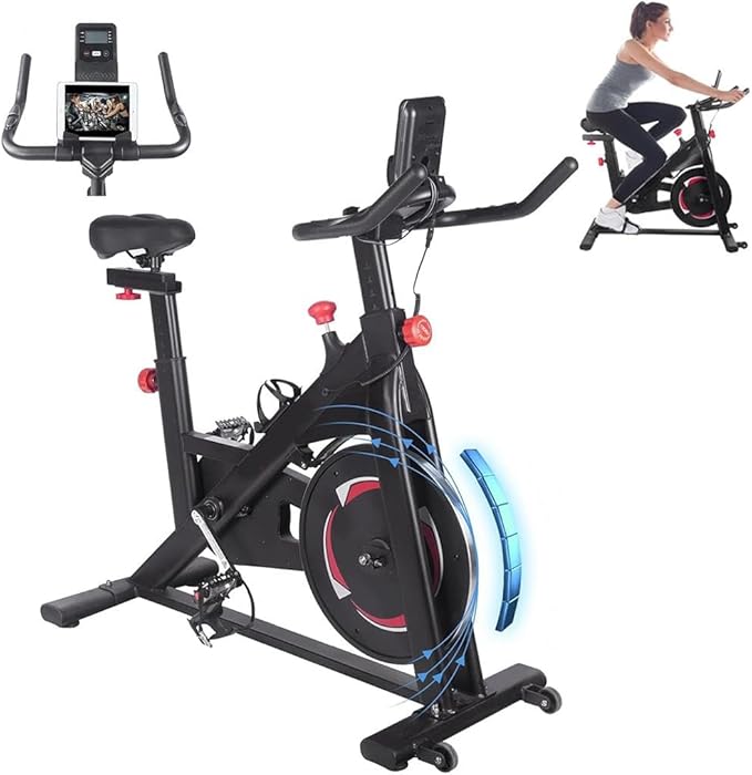 Indoor Exercise Bike,Stationary Bikes for Home Spin Indoor Exercise Bike with LCD Monitor and Comfortable Seat Cushion for Home Gym Cardio Fitness Training