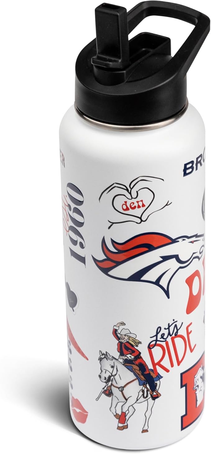 The Memory Company Officially Licensed NFL 34oz Water Bottle - Premium Stainless Steel Double-Wall Insulated, Leakproof Design