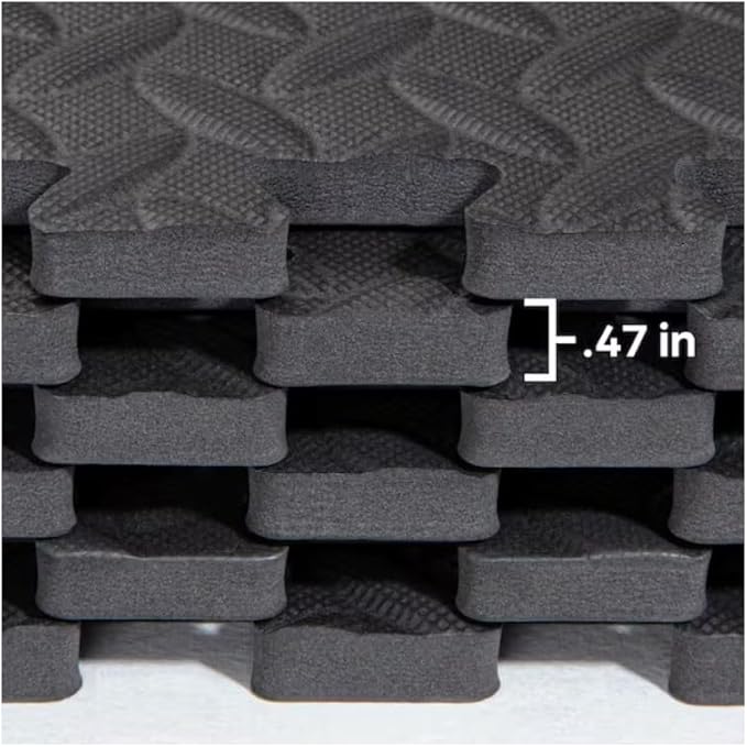Gray Thick Foam Exercise Gym Flooring Tiles (6 TilesCase) 24 in. W x 24 in. L x 0.5 in