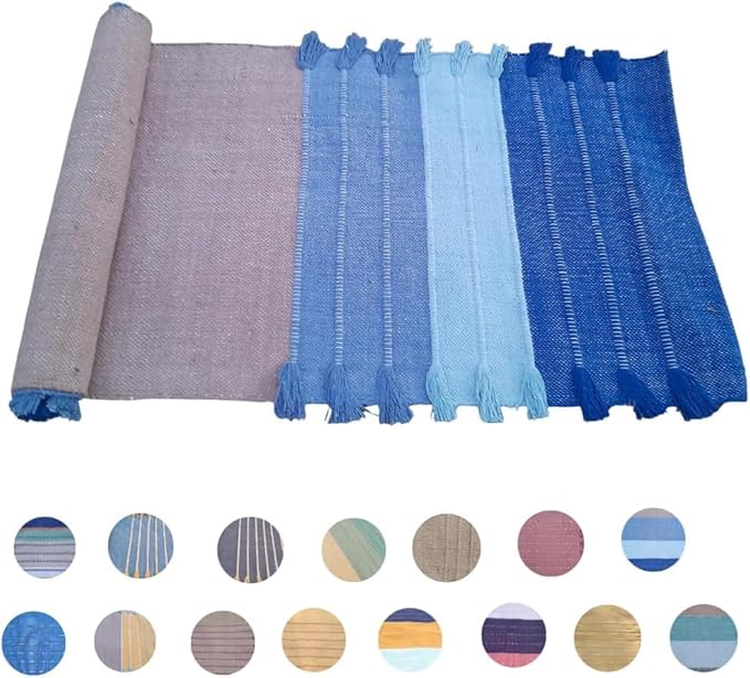 Indian Handmade100 % Organic Anti Skid Multi Colour Cotton Yoga Mat - Eco-Friendly Hand-Woven Rug - Non-Slip & Thick (24”x72”x5mm) for Hot yoga & Everyday Fitness at Home - Comfortable & Foldable Extra-Long Mat