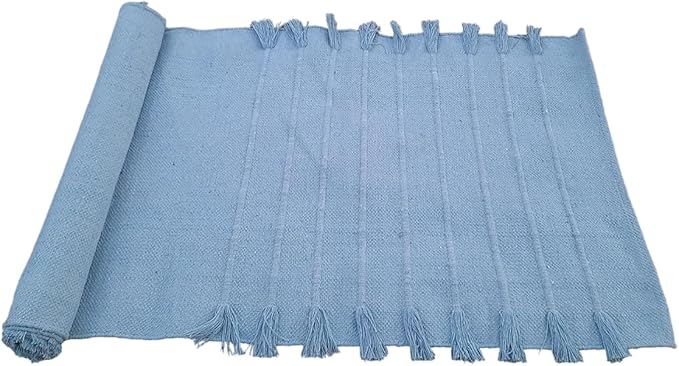 Indian Handmade100 % Organic Anti Skid Multi Colour Cotton Yoga Mat - Eco-Friendly Hand-Woven Rug - Non-Slip & Thick (24”x72”x5mm) for Hot yoga & Everyday Fitness at Home - Comfortable & Foldable Extra-Long Mat