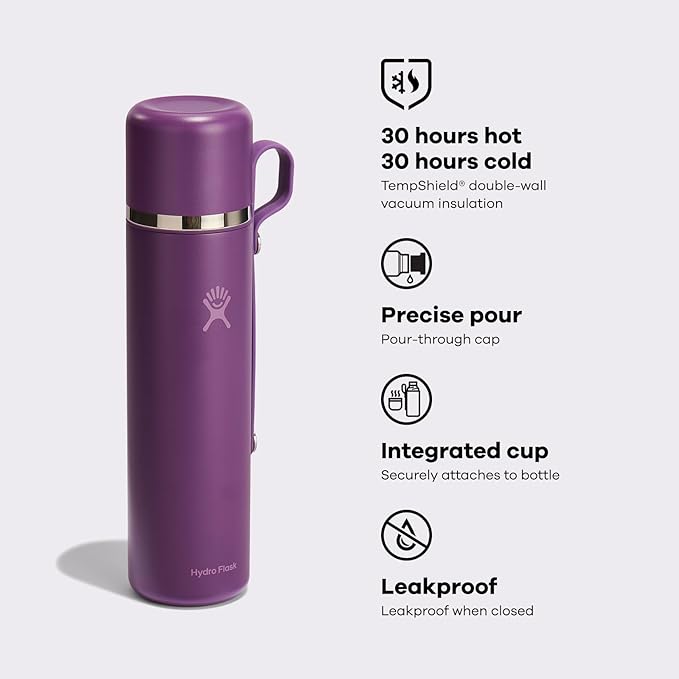 Hydro Flask Hot Flask & Cup – Insulated Stainless Steel, Hot Drink Travel Container for Coffee & Tea 36 Oz Agave Green