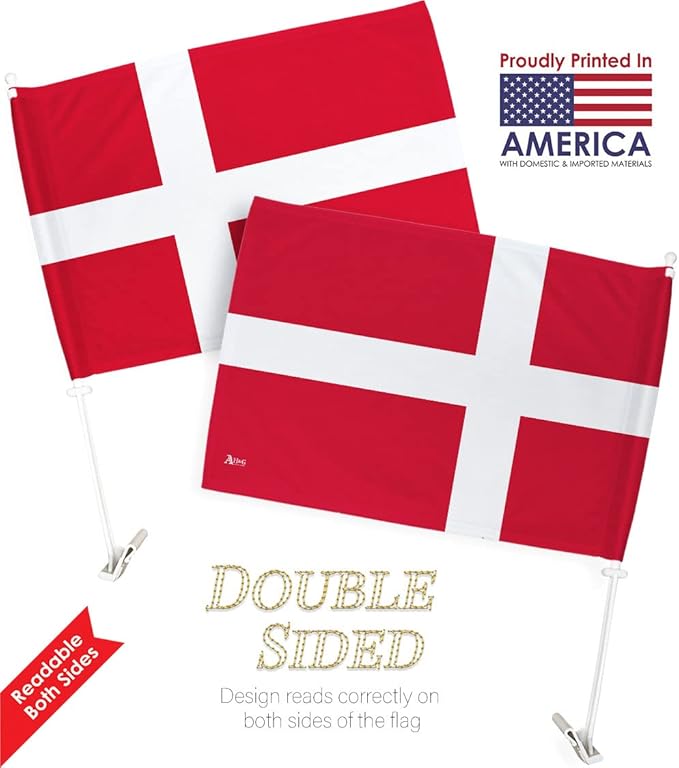 World Cup 2022 Danish Car Flag Bandera Para Carros De Denmark Auto Decorations Small Banner For Window Clip Pole Accessories FIFA Sport Fans Outdoor Flags Trophy Game Football Soccer Gifts Made In USA